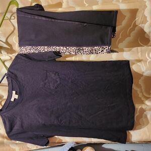 Black T-Shirt and Leopard Print Leggings Set